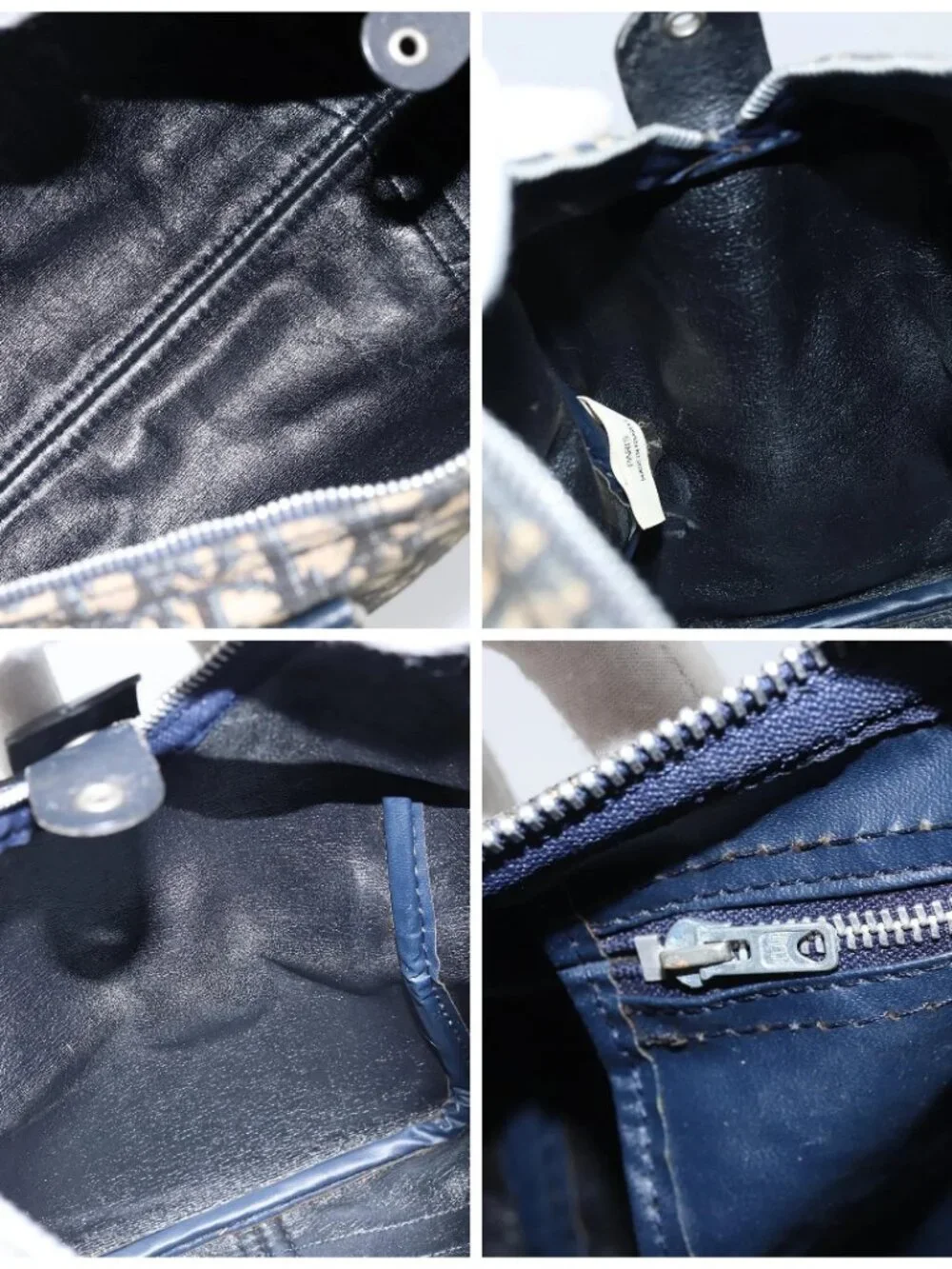 Christian Dior Trotter Canvas Boston Bag Navy Silver Auth ARZ339 - Picture 15 of 16